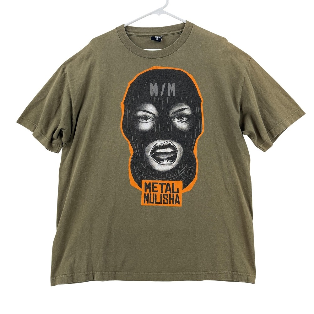 Metal Mulisha Shirt Mens XL Green Balaclava Mask Graphic Tee T-Shirt Biker Y2K